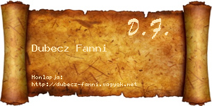 Dubecz Fanni névjegykártya